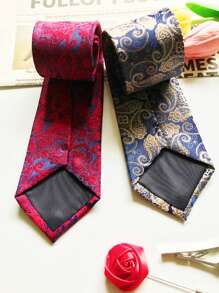 1 Set Classic Paisley Necktie Gift Box Including Necktie, Tie Clip, Boutonniere, High-End Business Formal Wear Suitable For Weddings, Father's Day, Friends Gifts, Meetings, Important Conferences