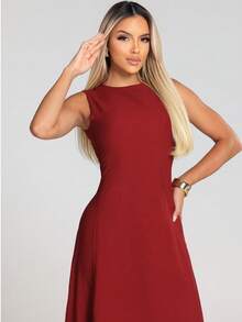 Marrente Women's Long Dress Spring/Summer 2025, Minimalist Fashion Daily Casual Dress, Easter Dress, Summer Dress, Elegant Dress, Casual Dress, Dress, Holiday/Wedding Dress No Ironing S M L - 酒紅色 - 查看 2