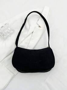 Solid Color Casual Lightweight Luxury Shoulder Bag, Suitable For Women For Daily Commute In Spring/Summer - Black - View 5