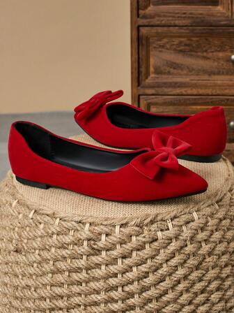 WHDXY 1 par platta skor för kvinnor, ny vår/sommar Casual Gravid Mjuk botten Gentle Lady Style Flats, Svarta arbetsskor, Underbar mild fransk stil att matcha klänningar, Bow Accent Balett Flats