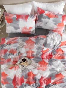 ZNP HOME Printed Pattern 3 Pieces King Duvet Cover Set | Duvet Cover 1 Piece And 80x80 Pillow Case 2 Pieces | WITHOUT SHEETS - Lilac Purple - View 3