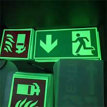 1pc Glow-In-The-Dark Emergency Exit Signs - Durable PE Material, Green Border & White Arrow, Fire & Evacuation Indicators For Workshops, Offices, Public Spaces, Workshop Safety Equipment|Luminous Signs|Green Bordered Signs