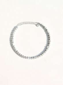Conjunto de 3 joias elegantes com strass prateados