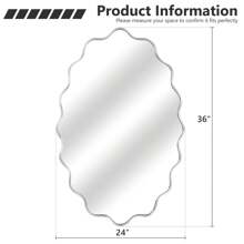 Oval Wavy Mirror - Irregular Wall Mirror Wavy Wall Mirror Decorative Wall-Mounted Asymmetrical Nautical Aluminum Alloy Frame Tempered Glass Modern Mirror Used For Wall Decoration, Living Room Entrance, Bedroom, Bathroom, Corridor