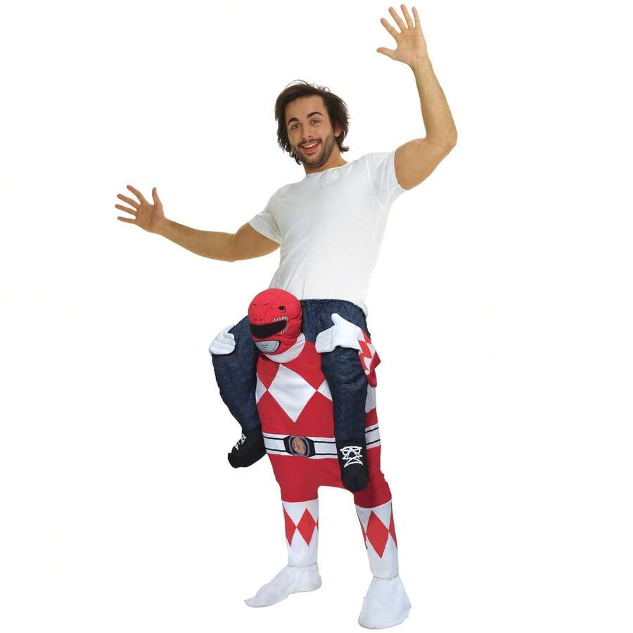 Morph Costumes Funny Red Power Ranger Piggyback Costume For Adults - Fun Fancy Dress Outfit For Halloween Parties & Cosplay Events - Red - View 1