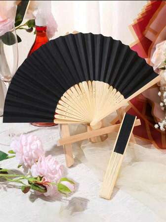 10pcs/Universal Chinese Hand Fan For Men And Women, Suitable For Summer Wedding, Outdoor Photography, Home And Office Decoration, As Well As Various Festival Performances In Schools.