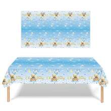 1 buc față de masă pentru petrecere cu ursuleț drăguț 54 * 108/90 inch, accesorii pentru decorarea petrecerii de ziua de naștere pentru băieți și fete, decor pentru masa de sufragerie pentru petrecere de ziua de naștere