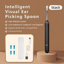 Tinsol Tinsol Nettoyeur d'oreille intelligent Vision d'endurance 130mAh avec caméra 1296P Barre auriculaire Otoscope Endoscope rechargeable USB-C Outil de retrait de cérumen Oreillette Caméra Soins de santé