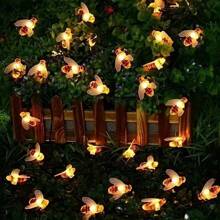 1 Peça Luzes de Corda de Abelha Solar, 20/30/50 LED, Luzes de Corda Impermeáveis para Uso Externo, Luzes de Guirlanda de Jardim a LED, Decoração de Jardim Solar, Luzes Solares Impermeáveis para Pátio, Luzes de Fada Solares para Decoração de Jardim, Quintal, Varanda, Casamento e Festa