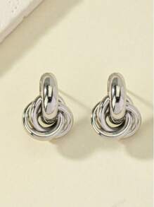 1 Pair Geometric Hip Hop Patch Earrings, Minimalist & Practical Multifunctional