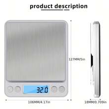 1pc High-Precision Digital Kitchen Scale - 3kg/500g Capacity, 0.1/0.01g Accuracy, LCD Display, Electronic Measuring For Food, Diet, Postal, Jewelry Weighing - Compact, Portable, And Easy-To-Use Design