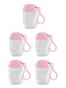 Botella vacía transparente para desinfectante de manos, de viaje, con llavero de gancho, tapa blanca abatible, tapa reutilizable, botella vacía portátil que se puede rellenar, recipiente para cosméticos, adecuado para lociones líquidas, 1oz (aproximadamente 28.3g) 30ml - Blanco - Ver 15