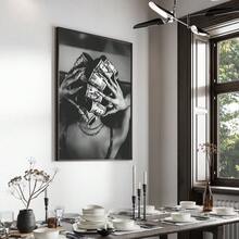 1 幅带框/无框时尚墙面艺术帆布海报印刷黑白简约奢华艺术时髦画，适用于宿舍、公寓、客厅、卧室、现代家居装饰 - 彩色 - 查看 2