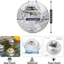 1 Peça Luz Flutuante para Piscina com Energia Solar, Lâmpada Bola Mágica LED À Prova d'Água de Cores Mutáveis, Mudança Automática de Cores para Piscina, Lago, Fonte, Adequada para Banheiro, Piscina, Lago, Fonte, Jardim, Decoração de Gramado, Pendurado em Árvores, Etc.