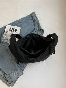 lulu kewen Fashionable Color Nylon Waterproof Shoulder Bag With Simple & Casual College Style, Wide Strap, Multiple Zipper Design Suitable For Students, Shopping, Daily Use, Shoulder Bag For School, Street & Japanese Bag For Women