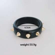 1 件朋克小众独特铆钉摇滚音乐节手链配饰 - 黑色 - 查看 8