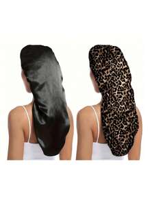 2 pezzi Cuffia lunga da donna - Elastico regolabile a tesa larga per protezione dei capelli ricci, per dormire e uso domestico | Design comodo e pratico