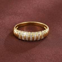1pc Synthetic Zirconia Spiral Design Women's Ring