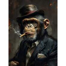 1pc/3PCS Wall Arts Posters Modern Animals Portrait Animal Set Zebra Jaguar Gentleman Chimpanzee Poster Printing Wall Art Picture Canvas Painting Room Home Decoration, Canvas Art, High Quality, Without Frame/With Frame ,Wall Art With Frame - Multicolor - View 43