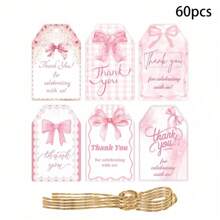 60PCS Paper Party Bow Tag Bow Gift Tag Party Favor Tag Gift Wrapping Label Event Decorations For Party Hosts Craft Enthusiasts.