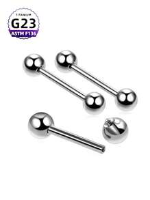 1 pieza Piercing de lengua de aleación de titanio de grado implantable G23 F136 con rosca interna, joyería de perforación para uso diario tanto para hombres como para mujeres