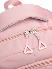 Unisex Fashion Zipper Backpack, Large Capacity, Simple & Elegant Style Suitable For Couples And Campus Commute