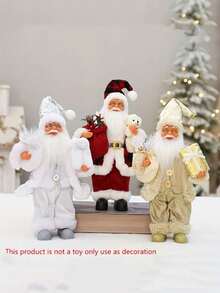 1pc Festive 12-Inch Classic Santa Claus Statue: Golden And Silver White Christmas Decorations For Home, Kitchen, Hotel, And Office Desks - Suitable For Christmas, New Year, And General Holiday Decorations,Christmas - Multicolor - View 5