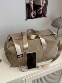 Mochila deportiva y de yoga para comercio transfronterizo, de gran capacidad, ligera, para almacenamiento a corta distancia, bolsa de viaje, con separación de húmedo y seco, impermeable, adecuada para volver a la escuela, viajes, viajes de negocios, bolsa de gimnasio para accesorios y artículos escolares - Caqui - Ver 4