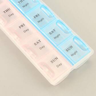 7-Day 14 Slots Plastic Pill Organizer, Morning And Night Storage