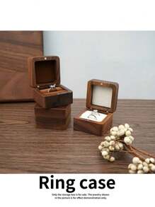 1 pieza Estuche de joyería de madera portátil, una pequeña caja de joyería adecuada para mujeres, un organizador de joyería para el hogar sencillo, un organizador de viaje y una caja de almacenamiento mini exquisita que puede contener aretes.