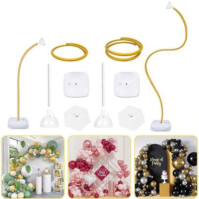 1 Set Kit de Arco de Globos, Soporte de Arco de Globos Doblable Libre con Base, Armazón de Arco de Globos Dorado, Soporte de Fondo de Arco de Globos para Piso, Boda, Fiesta de Cumpleaños, Fiesta Nupcial, Patio, Jardín, Hogar, Decoración de Graduación, Decoración Navideña