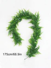 175cm/68.9in Artificial Hanging Plant Vine, Fake Fern Leaves, Plastic Tropical Green Plant For Wall Decor, Lifelike Texture, Suitable For Home, Garden, Wedding, Balcony - Green - View 13