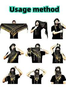 1 件装战术沙漠围巾，户外防晒防尘面罩，骑行围巾，男女战术围巾，防风透气方形围巾 - 彩色 - 查看 12