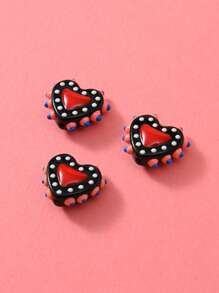 1/5 piezas Cuentas de vidrio pintadas a mano con corazones de puntos de múltiples colores de dopamina, aptas para hacer collares, pulseras, aretes, llaveros, encantos de teléfono, para amantes unisex