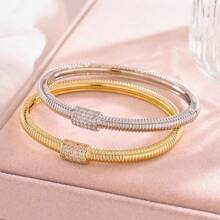 Luxurious Sparkling Zirconia Artificial Inlaid Women's Bracelet With Full Copper Plating And 14k Gold, Exquisite And Sparkling Daily Wear Accessories, Making You Stand Out Anywhere