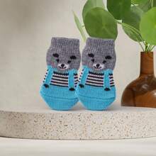 1 Pair Of Cute Cartoon Mixed Color Pet Socks, Comfortable Pet Shoes, Anti Slip Cat And Dog Shoes, All Season Indoor Cat And Dog Paw Protection Covers, Who Is The Most Fashionable Today? So Handsome~(Random One Size Fits All)
