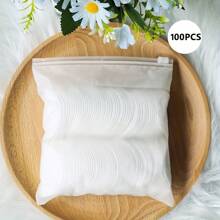 50/100 Peças Almofadas Descartáveis Redondas de Limpeza Facial, Lenços Removedores de Maquiagem, Limpeza de Pele e Remoção de Esmalte das Unhas, Limpeza Facial Portátil, Pincel Facial, Bolsa, Organizador, Armazenamento