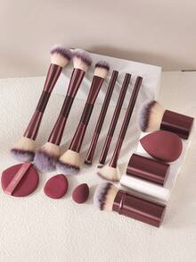12-In-1 Makeup Brush & Sponge Kit | 3 Dual-Ended Brushes + 3 Eye & 2 Blush Tools + Makeup Sponge & Puffs For Flawless Base - Multicolor - View 1