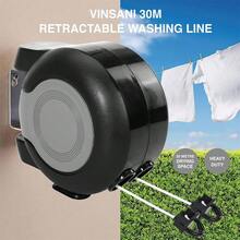 NetHong 30m Retractable Clothes Reel Double Heavy Duty Washing Line Wall Mounted Outdoor - Black - View 2