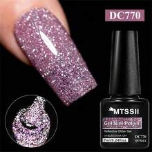 Mtssii 7ml Champagne Gold Sliver Reflective Nail Gel Polish Sparkling Shining Glitter Pink Red Color Nail Supplies Semi Permanent Soak Off UV Gel Varnish Sparkle Effect Nail Art Manicure - 彩色 - 查看 1