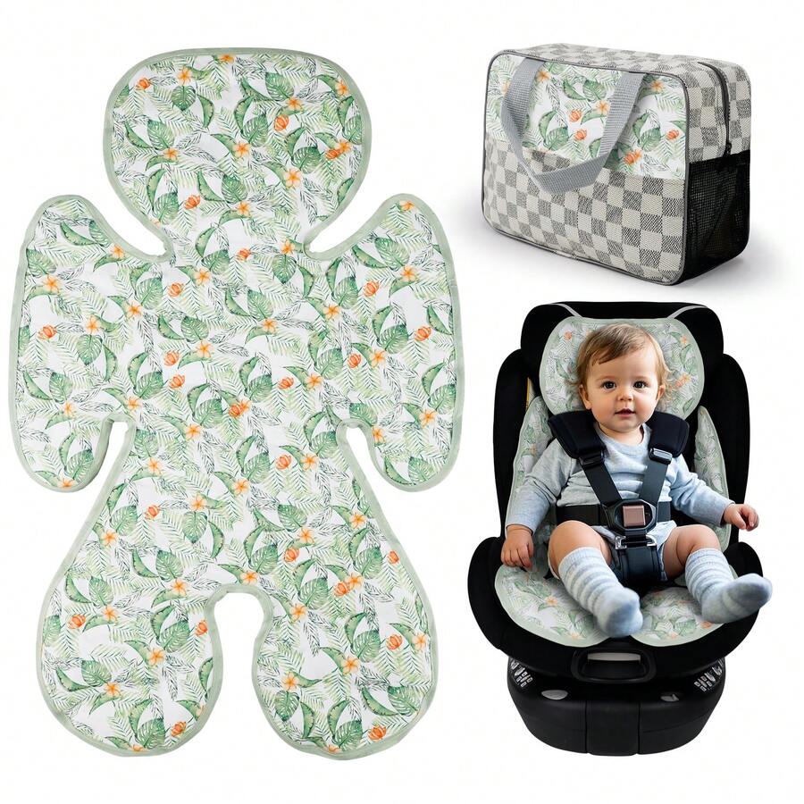 KAKIBLIN Baby Car Seat Cooling Pad,Universal Double Sided Ice Car Seat Cooler Pad For Baby Children And Kids,Durable Gel Babies Cooling Mat Cushion For Stroller,Chair,Keep Cool In Summer (Green Plant) - màu xanh lá - Xem 1