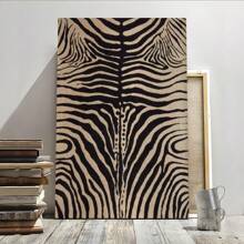 1pc Zebra Print, Black And White Stripes, Abstract Art Style Framed Wall Print Canvas Wall Art - Retro 2D Artwork Wall Poster Decoration For Living Room, Bedroom, Home Decor, Ready To Hang