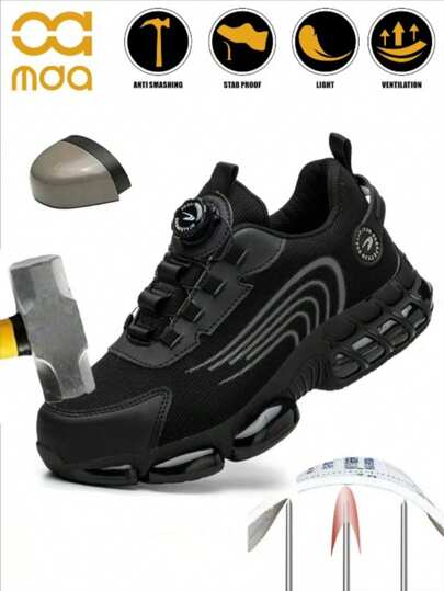 Light Steel Toe Safety Shoes Men's Work Sneaker Rotated Button Easy Wear Work Safety Boots Breathable Sport Work Shoes Men Boots Work Safety Shoes Men's Safety Boots Anti-Smash Work Shoes With Steel Toe Shoes Men Work Boots Anti-Stab Safety Sneakers Male