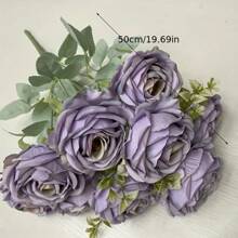 Elegant 9-Head Artificial Rose Bouquet - Realistic Silk Flowers, Perfect For Weddings, Home Decor & Special Occasions (Valentine's, Halloween, Christmas, Easter, Thanksgiving) - No Vase Included - For Flower Lovers & Home Decor Enthusiasts - Ideal Gift For Anniversaries, Birthdays & Housewarming