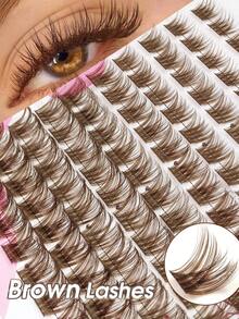 Rikuaild 100 PCS D Curl Brown DIY Mi Nối, Cụm Mi Chéo Wispy Lông Mi Nâu Riêng Lẻ, Mềm Mại Tự Nhiên Nhẹ 8-16mm Có Thể Tái Sử Dụng Nhiều Kiểu Mi Cụm Nhiều Màu Trang Điểm Hàng Ngày Khi Đi Du Lịch Cụm Mi, Cụm Mi Mắt, Lông Mi Riêng Lẻ, Lông Mi, Lông Mi Giả - D - Xem 1