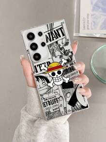 ONE PIECE Cover trasparente per telefono con logo Skull e motivo Straw Hat di One Piece, compatibile con e Galaxy