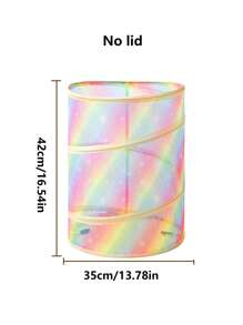 1pc Plush Toy Doll Storage Bucket Rainbow Mesh Toy Storage Box Home Folding Storage Basket Storage Box
