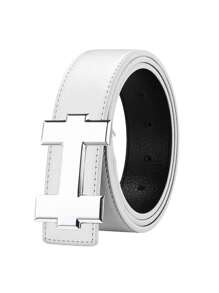 Cinturón casual de moda con hebilla lisa de plata en forma de H, diseñador de lujo de alta calidad, apto para unisex, perfecto para vaqueros, ropa de trabajo casual, negocios, novio, esposo, padre, hombre, regalo, uso diario, moda, adolescente, al aire libre, vacaciones, atlético, viaje, calle, bohemio, vintage