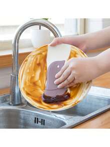 Set de 3 piezas de cepillos multiusos para limpiar ranuras en puertas y ventanas de cocina y baño, que incluye un cepillo con recogedor, un cepillo para hendiduras y un raspador multiusos de goma para limpiar tablas de cortar y eliminar grasa de cocina