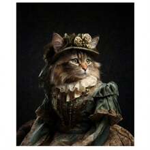1 Pc Optional Frame Posters Wall Arts Animals Renaissance Royal Pet Portrait Photo Poster Funny Animal Wear Crown Canvas Painting Wall Art For Living Room Home Decor Mural ,Wall Art With Frame